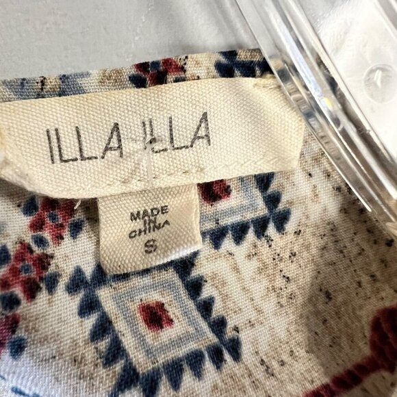 Illa Illa Women's Open Front Aztec Print Kimono Size Small Tassels - Picture 8 of 8